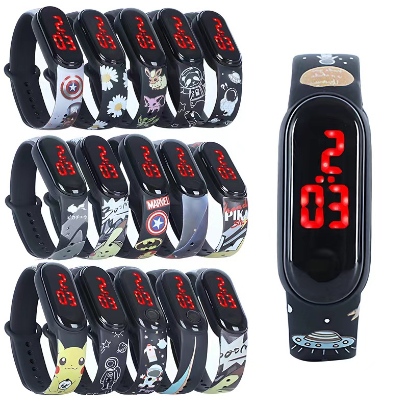 New Color Printing Led Electronic Children's Watch Waterproof Printing Student Men's and Women's Watch Bracelet LED Electronic Watch