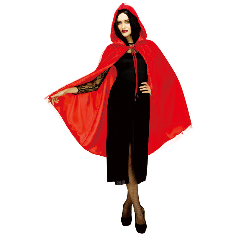 万圣节抖音同款cosplay死神恶魔红色黑色短款斗篷披风舞会派对