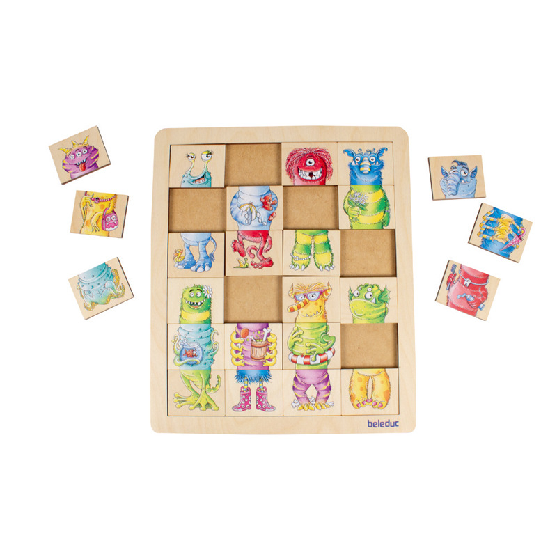 贝乐多匹配拼图孩子们奇幻角色动物王国怪物精灵儿童益智木质玩具