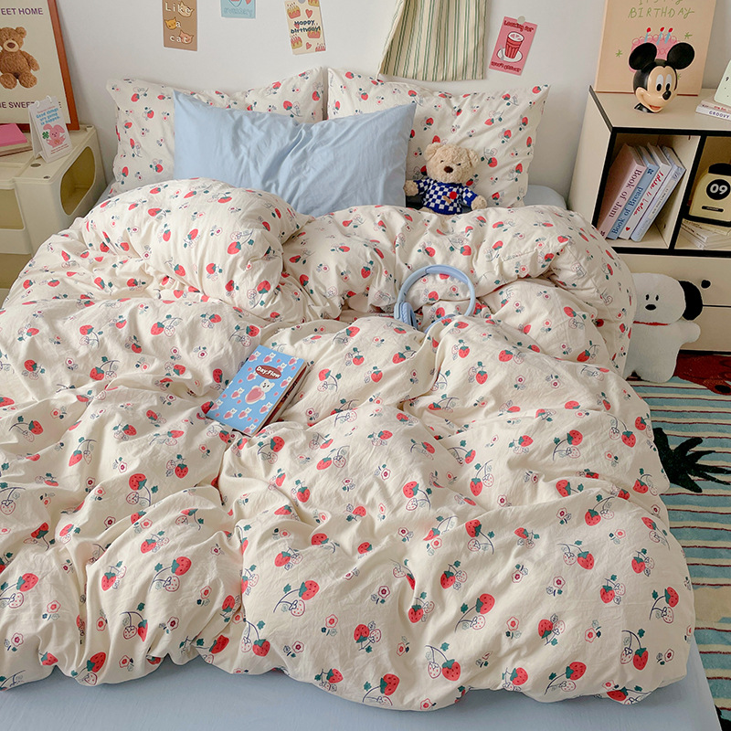 新款小清新套件碎花水洗棉混搭四件套家用春秋款夏季被子被芯套件