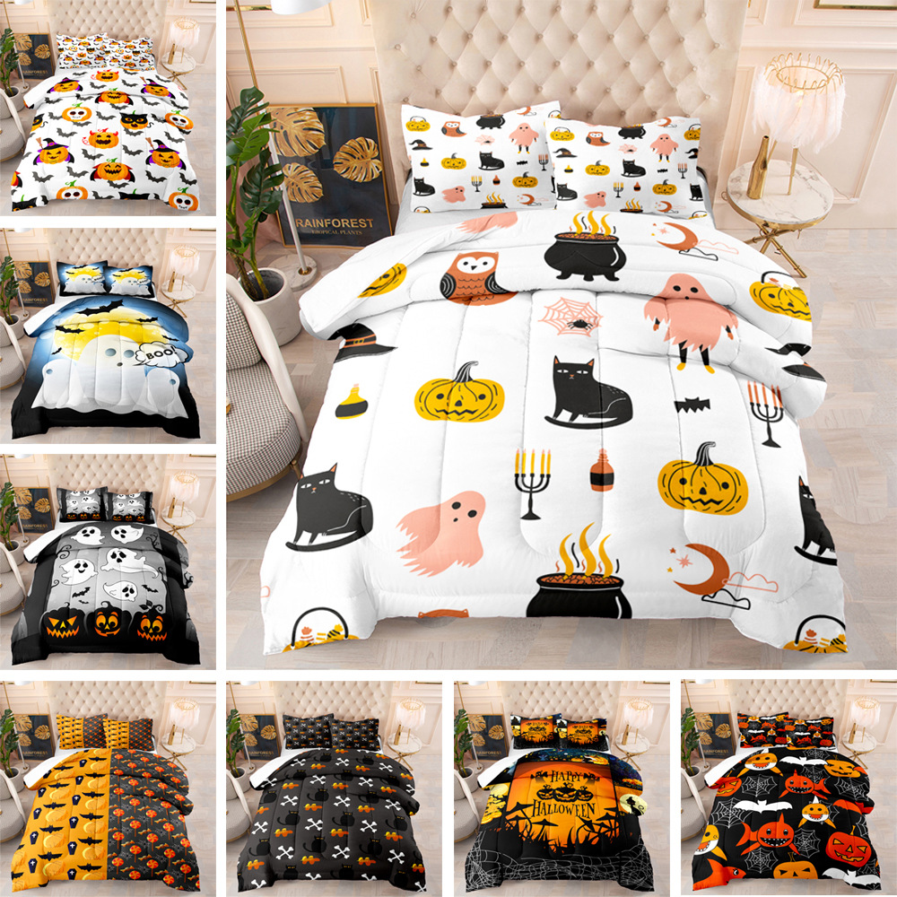 圣诞节系列卡通被辱子外贸出口被子小恶魔南瓜灯工厂直销跨境床品