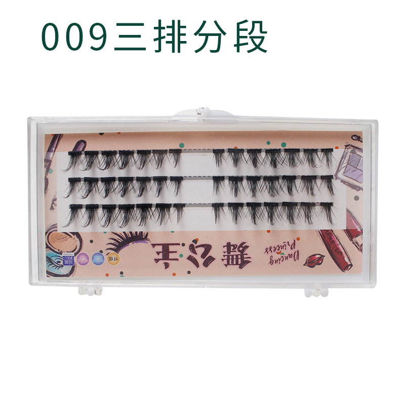 009 Segment Total 3 Rows Natural False Eyelashes Grafting Individual False Eyelash Segment Nude Makeup Heavy Makeup Can Be Used