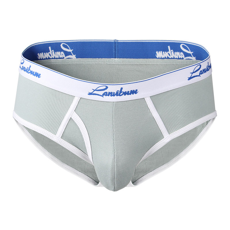 New Men's Underwear Spot Lanvibum Mid-Waist Threaded Cotton Solid Color Teen Panties Men's Briefs