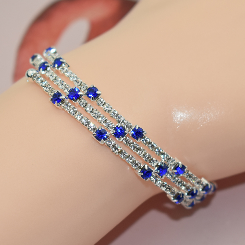 Cross-Border Hot Selling European and American Popular Ornament Winding Open Color Rhinestone Multi-Layer Bracelet Fashion Creative Crystal Bracelet