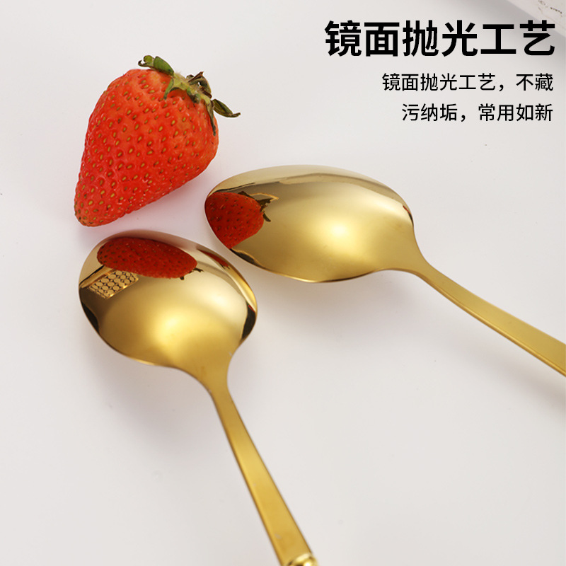 Amazon Porcelain Handle Stainless Steel Knife and Forks Spoon Cute Cartoon Cross-Border Gold-Plated Factory Western Tableware Four-Piece Set