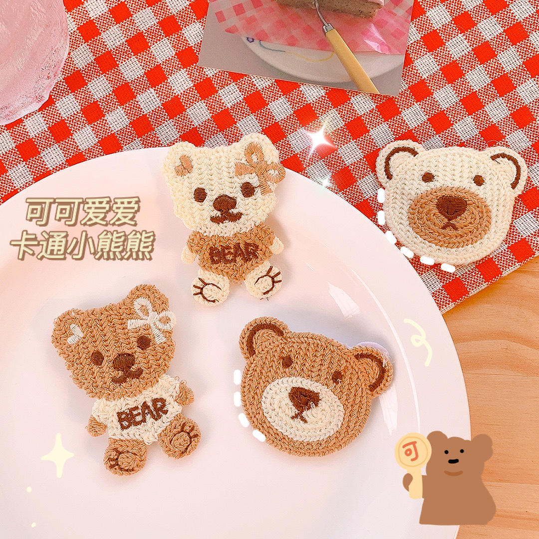 卡通毛线针织小熊发夹少女心刘海夹可爱侧边碎发夹手工编织发饰女
