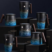 陶瓷麋鹿马克杯 带过滤泡茶杯礼盒包装办公杯节日活动创意礼品