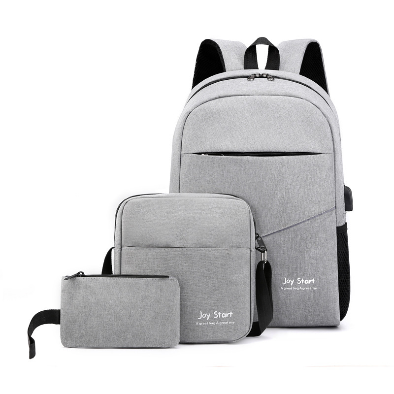 Factory Direct Sales Business Three-Piece Set Men's Backpack Fashion Trendy Backpack Leisure Saving Schoolbag Computer Bag