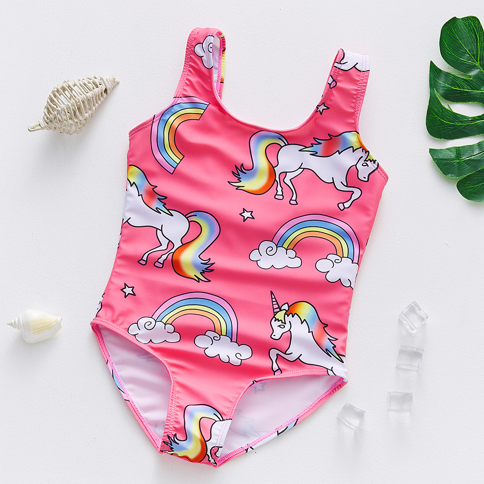 Spot Foreign Trade Girl's One-Piece Swimming Suit Children's One-Piece Swimsuit Children Swimsuit 2~9 Years Old