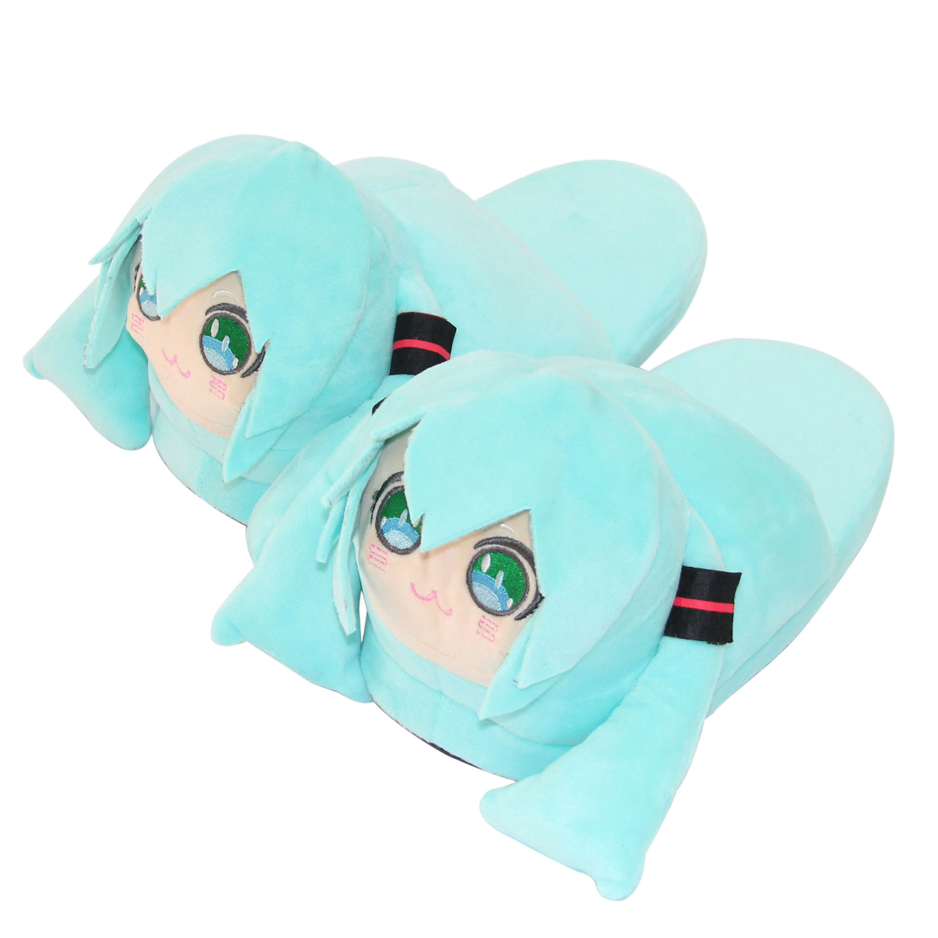 初音未来日漫可爱女生拖鞋动漫二次元卡通初音家居保暖地板棉鞋冬