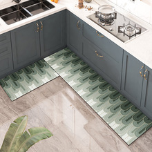 现代简约家用厨房地垫长条防水防油免洗防滑耐脏pvc皮革厨房垫