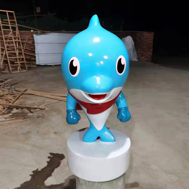 玻璃钢海豚雕塑ip形象公仔定制户外主题乐园装饰网红美陈组合摆件