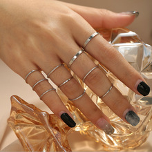 韩国新款创意简约感素圈戒指细指环10件套关节戒食指戒指装饰品女