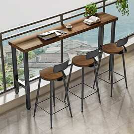 制定阳台吧台桌家用长条靠窗实木防腐木室外创意北欧休闲约高脚桌