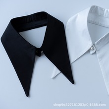 韩版假领纯色单领大尖领白色百搭领子黑色春夏新款时尚衬衫领批发