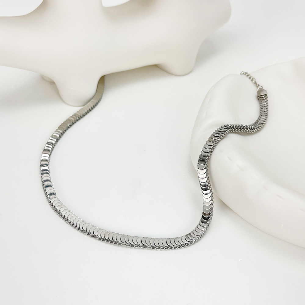 欧美跨境新款简约钛钢项链 网红个性时尚扭片链ins链条锁骨链