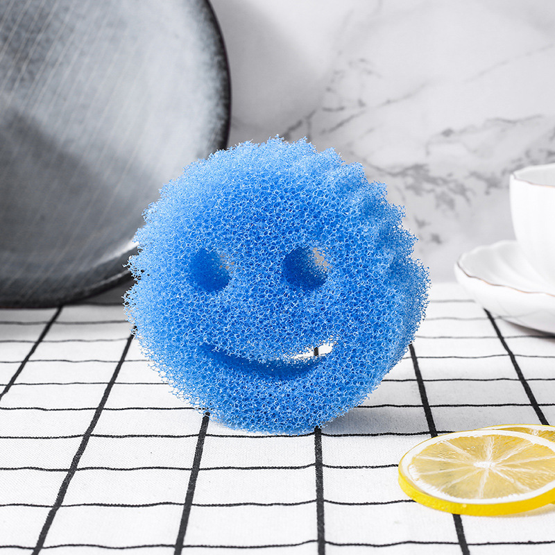 Smiley Face Magic Cleaning Brush Smiley Face Imitation Loofah Sponge Spong Mop Honeycomb Sponge Household Kitchen Cleaning Dish Cotton