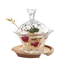 燕窝碗盅带盖玻璃碗甜品透明家用水碗碟套装创意水果个性小额代发