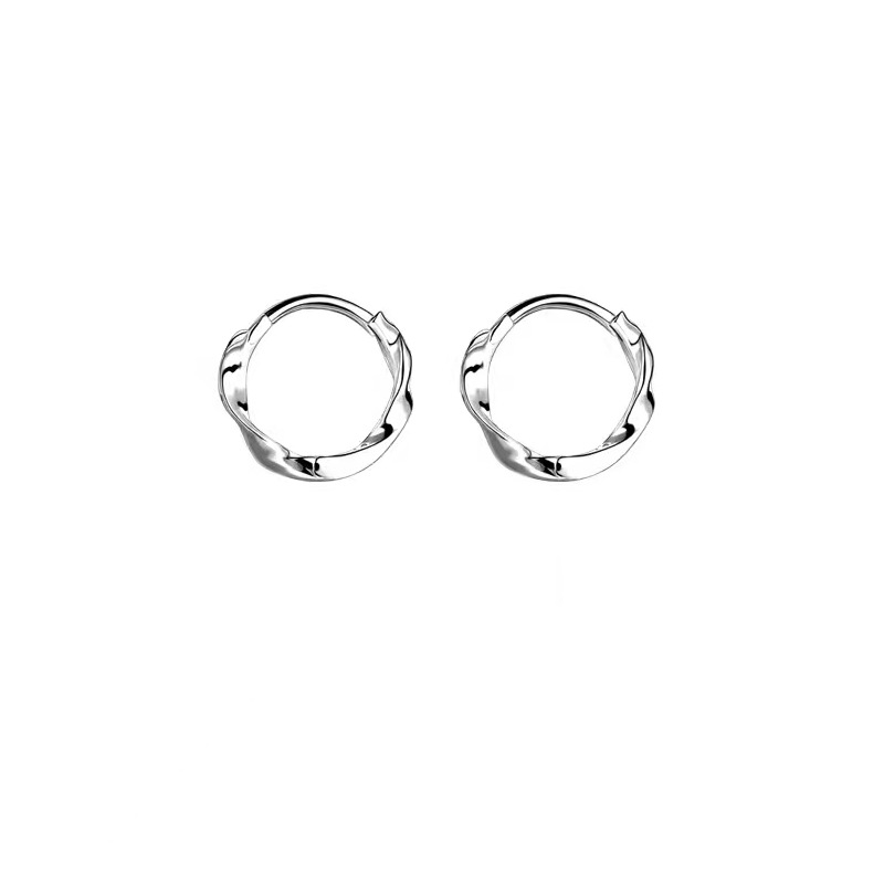 S999 Sterling Silver Mobius Earrings for Women Compact Temperamental Twist Earrings Ear Studs Buckle Amazon Cross-Border