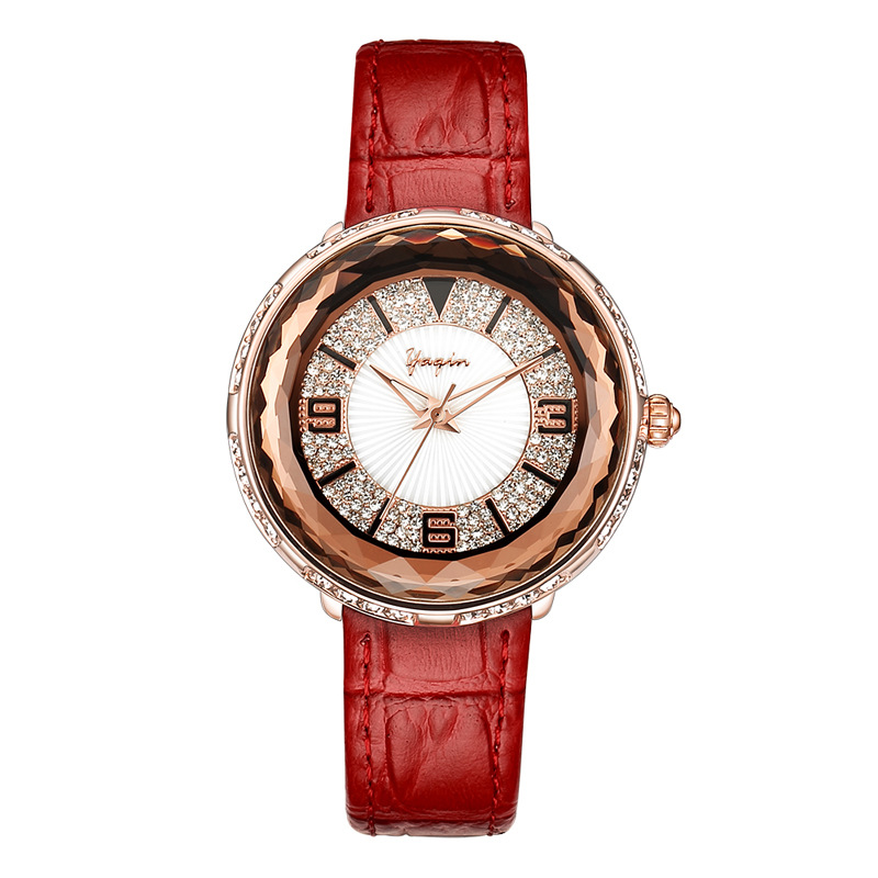 yaqin雅琴时装表满天星系列镶钻皮带石英手表7307