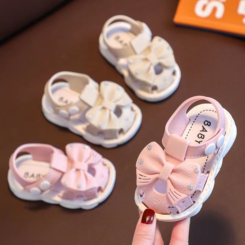 Girls' Sandals 2023 Summer Children's Closed Toe Soft Bottom New Little Girl Princess Shoes Infants Baby Toddler Shoes