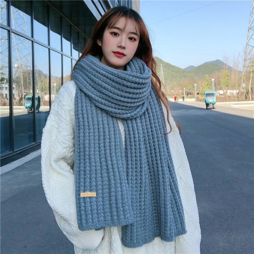 Women's Scarf Autumn and Winter 2023 New Korean Style Wool Knitted All-Matching Scarf Warm Thickened Student Shawl Wholesale