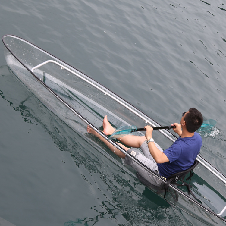 pc无框透明船玻璃船婚纱摄影民宿景区专用手划船网红透明水晶船