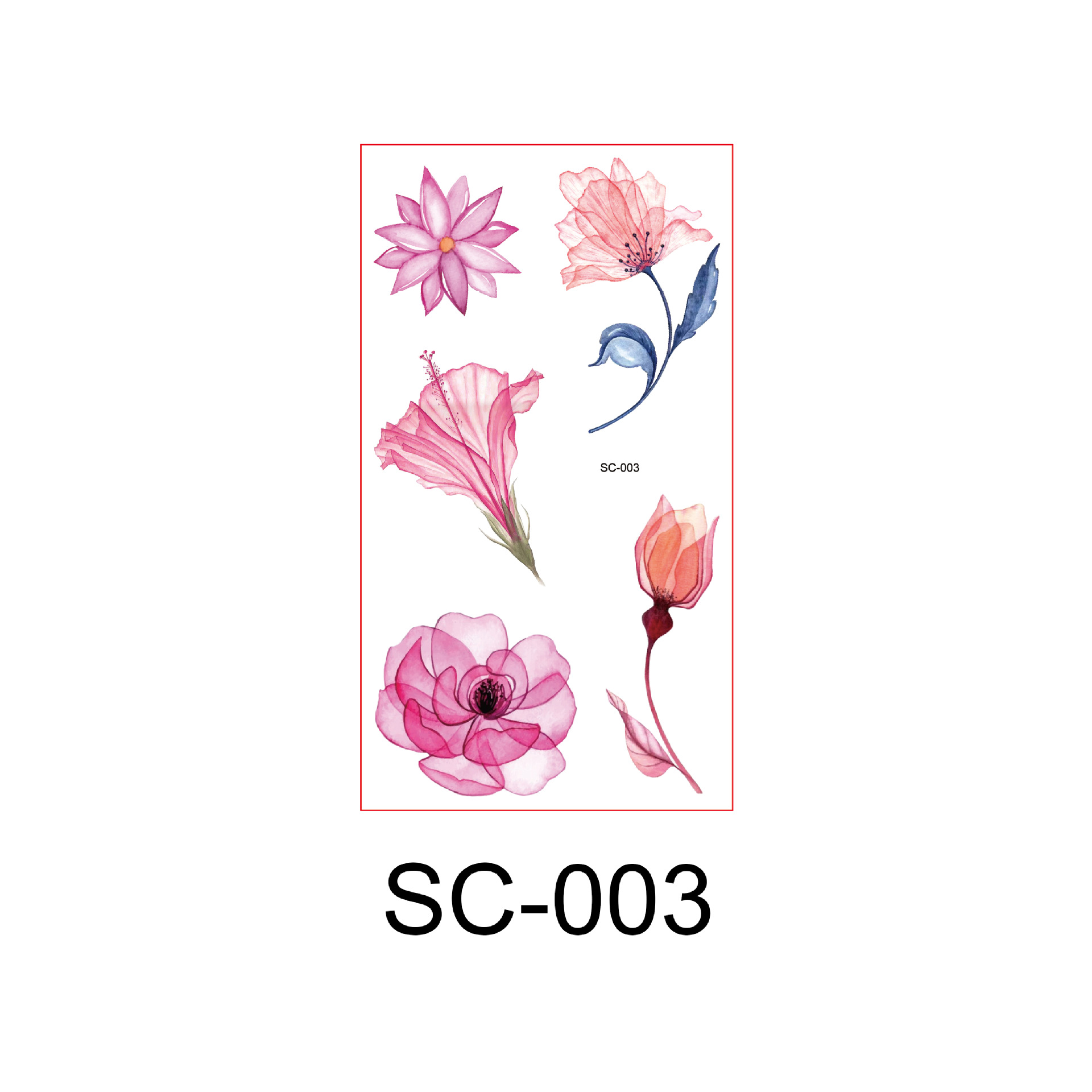 Watercolor Fresh Flowers Antique Style Tattoo Sticker Paper Hand Back Clavicle Chest European and American Scar Covering Flower Arm Tattoo Sticker