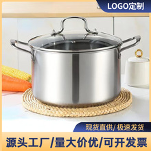 不锈钢欧式汤锅加厚 家用直型加高煲汤锅蒸煮两用锅 礼品锅具批发