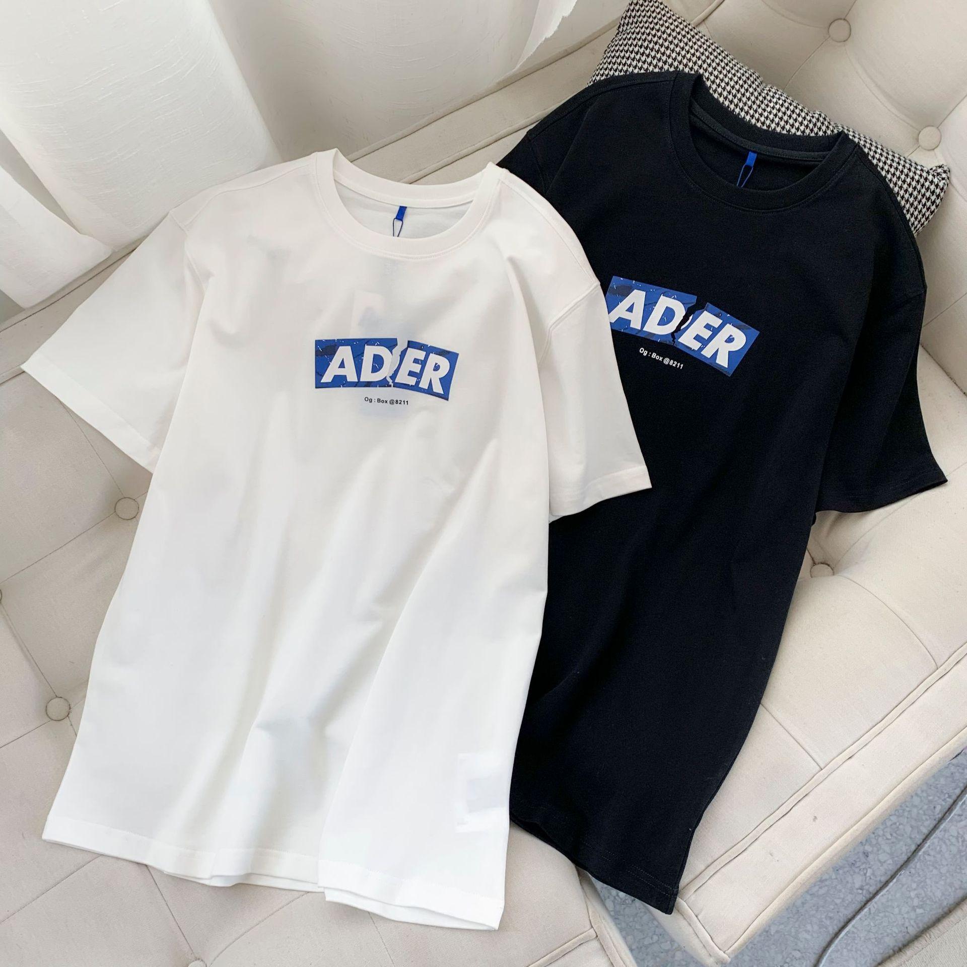 ader小众潮牌短袖宽松简约破裂字母long纯棉百搭圆领情侣款t恤