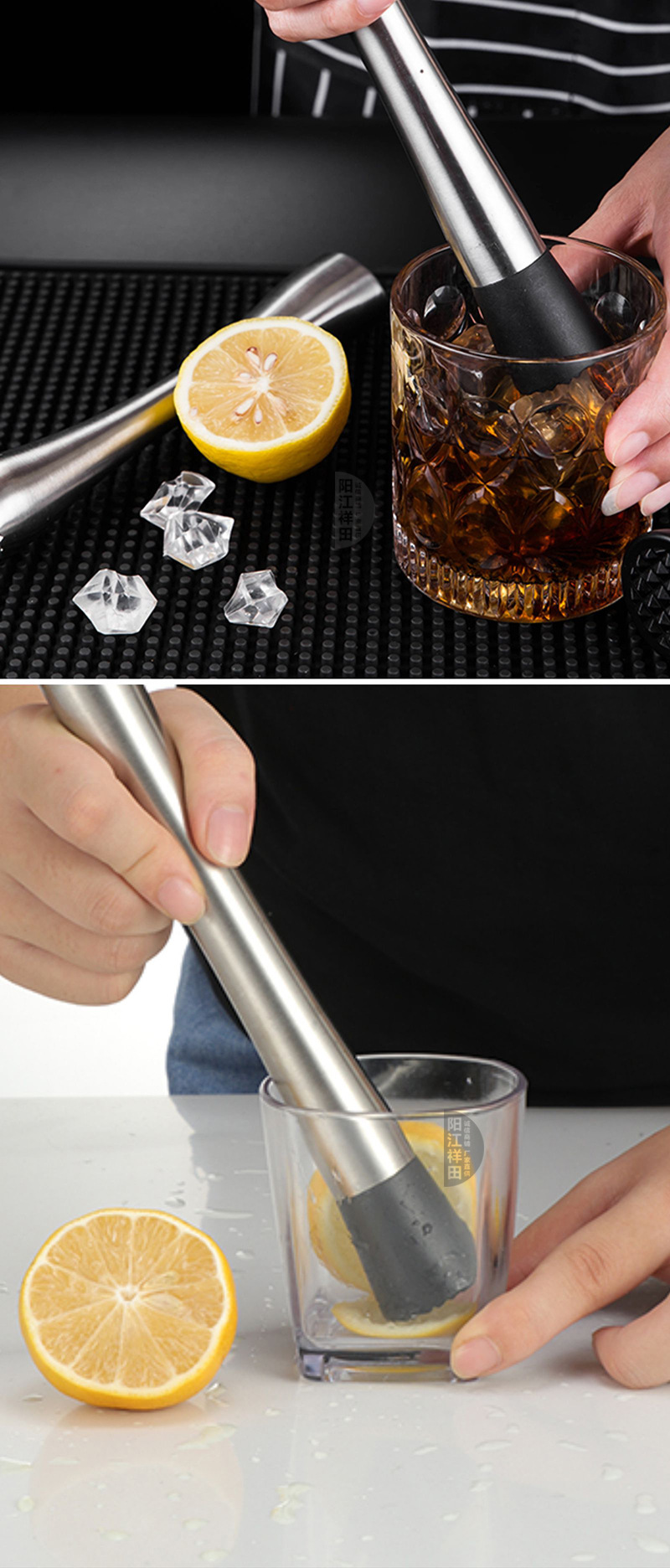 大头棒不锈钢碎冰锤柠檬锤鸡尾酒调酒压汁捣棒压碎棍酒吧用品