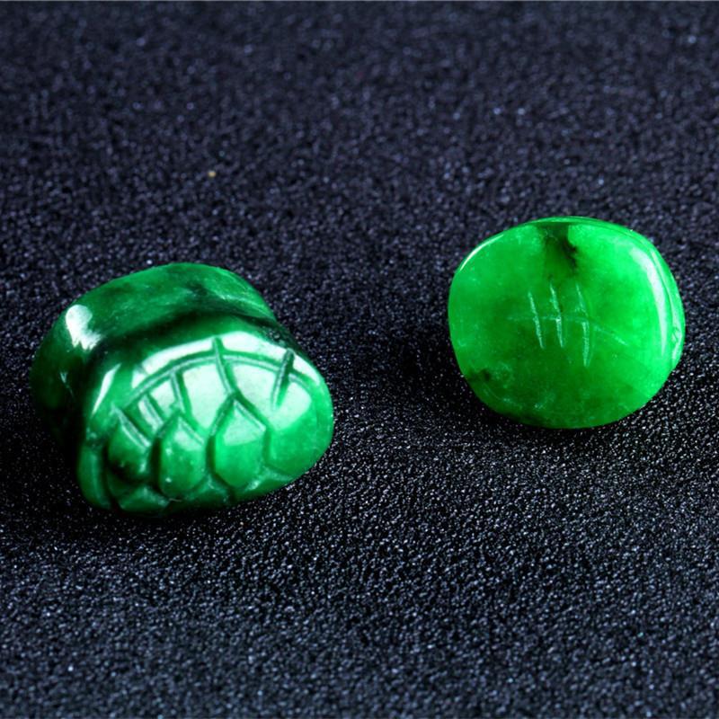 翡翠干青铁龙生玉石diy配饰龟背龟壳手串项链玉石吊坠 干青批发