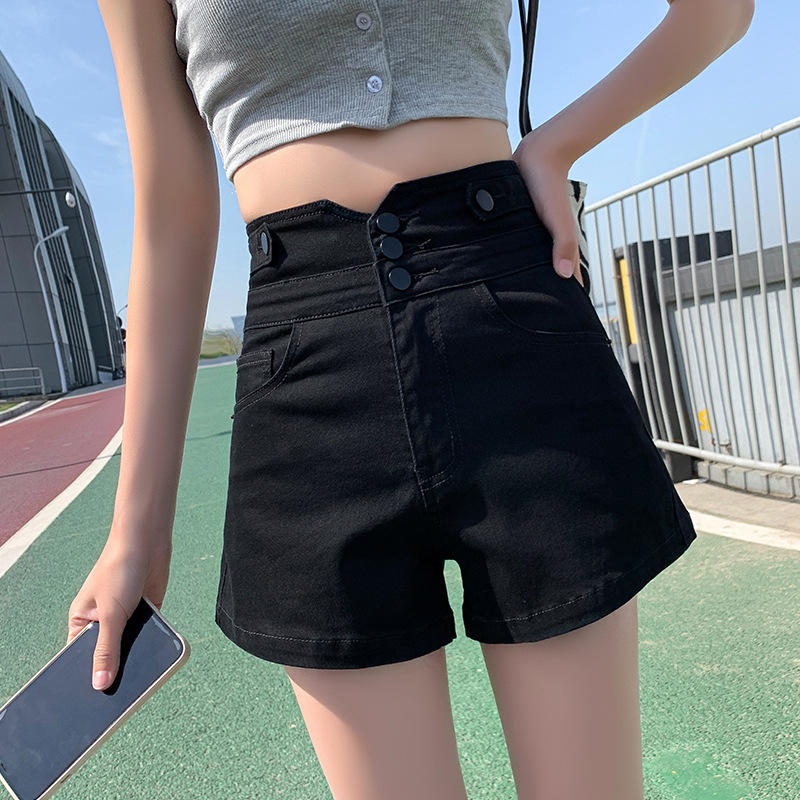 黑色高腰牛仔短裤女2022年夏季新款韩版紧身显瘦百搭超短裤热裤潮