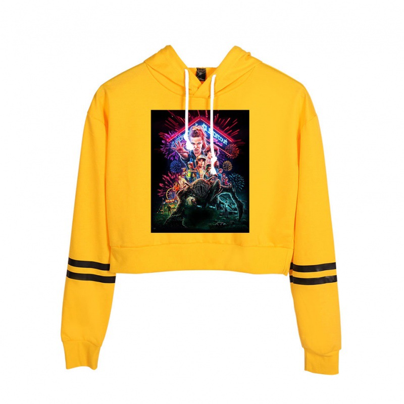 怪奇物语 stranger things season露脐高腰连帽卫衣女潮流-阿里巴巴