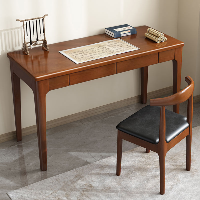中式实木书桌80cm写字台卧室简约家用办公桌学生学习桌电脑台式桌