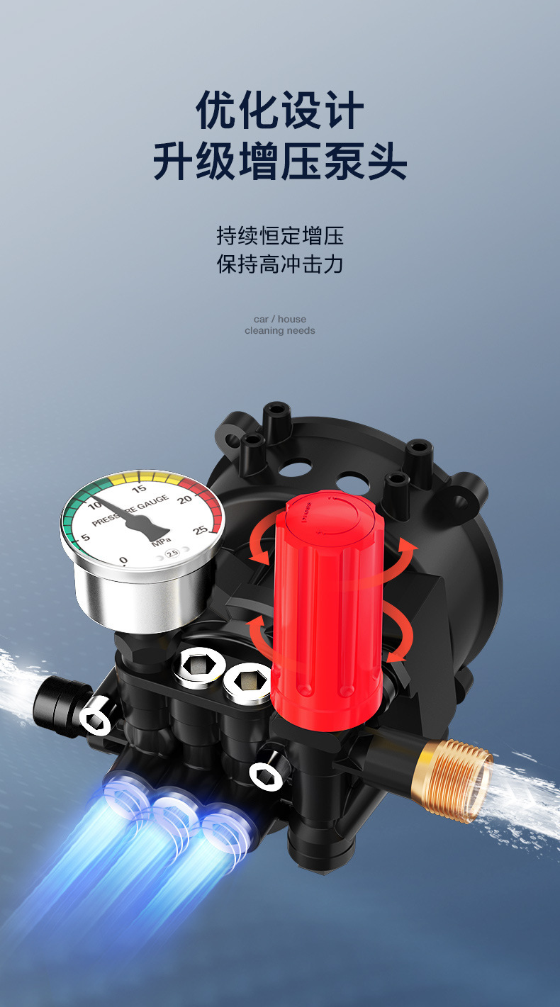 指南车洗车机高压水泵220v家用大功率刷车便携汽车清洗机水枪神器