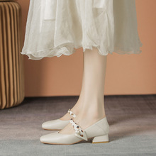 粗跟玛丽珍小皮鞋女2024夏季新款法式珍珠复古软底单鞋配裙子鞋子