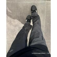 深灰色直筒工装裤男夏季薄款美式软壳冲锋裤vintage户外登山裤子
