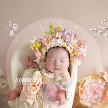kd摄影道具满月照婴儿宝宝拍照道具簪花服装新生的儿月子照z-551
