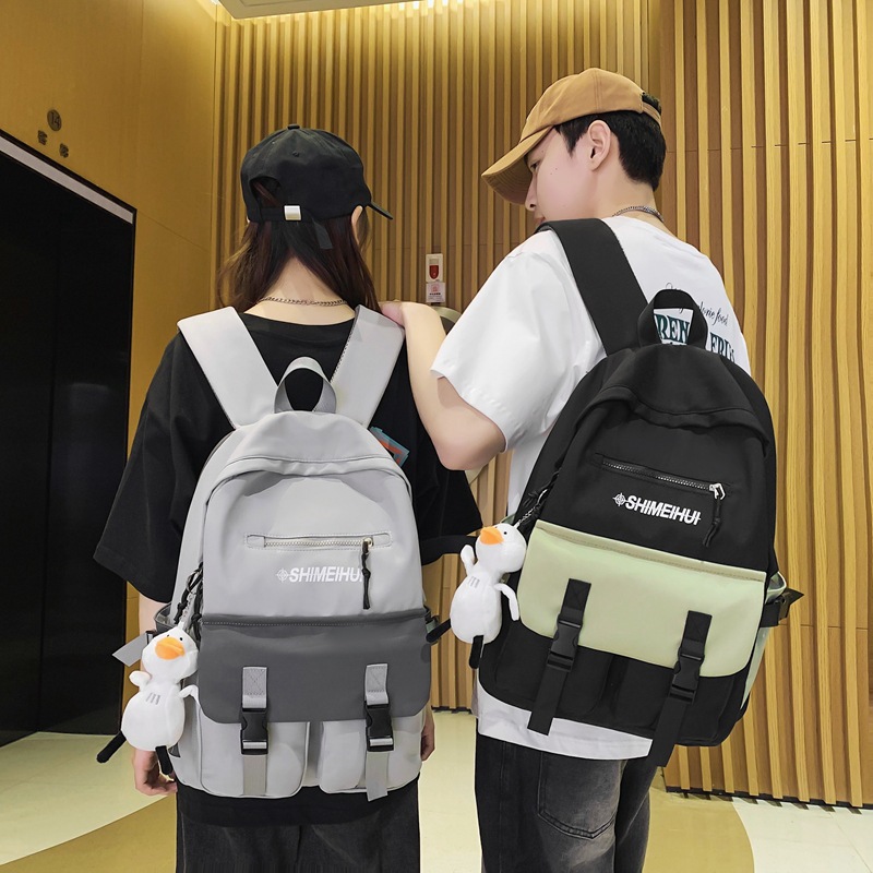 Schoolbag Boys College Students Ins Fashion 2023 New Multi-Pocket Junior High School Students Mori Girls Backpack