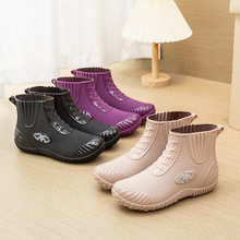 新款859圆洞防水防滑女士雨鞋  女款冬季加绒保暖低筒时尚雨靴