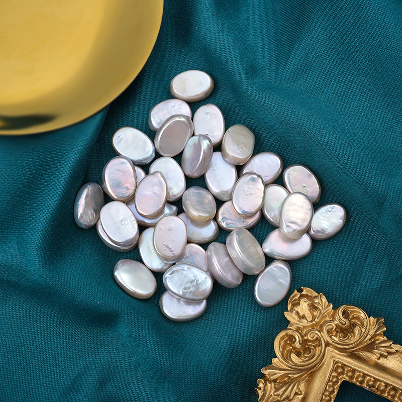 淡水巴洛克扁形珍珠14-15mm 炫彩色 裸珠散珠批发