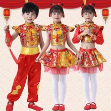 元旦说唱中国红演出服梦娃秧歌服幼儿园女太平鼓民族舞蹈演出服饰