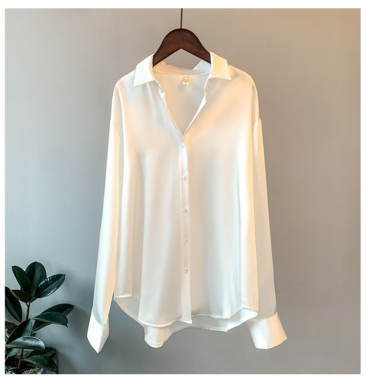 Long Sleeve Satin Shirt Women's Design Sense Niche 2023 Spring and Summer Sun-Proof All-Matching Drape Retro Hong Kong Style Shirt Top