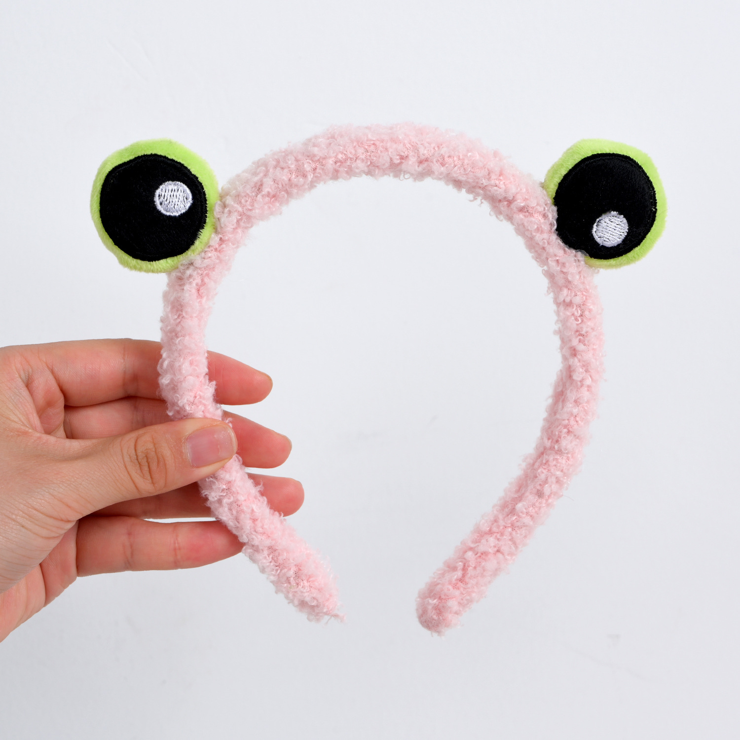 Creative Simple Korean Style Cute Fashion Cartoon Frog Eyes Headband Women's Face Washing Teddy Velvet Big Eyes Headband