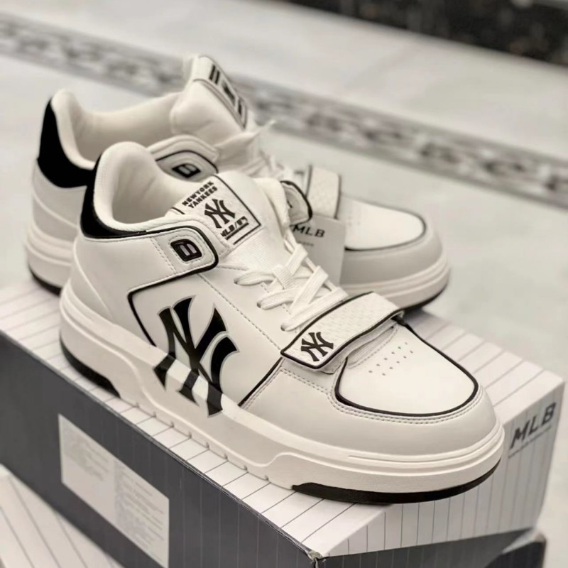 莆田纯原老爹鞋mlb鞋子复古印ny大标洋基队增高6cm厚底男女跑步鞋
