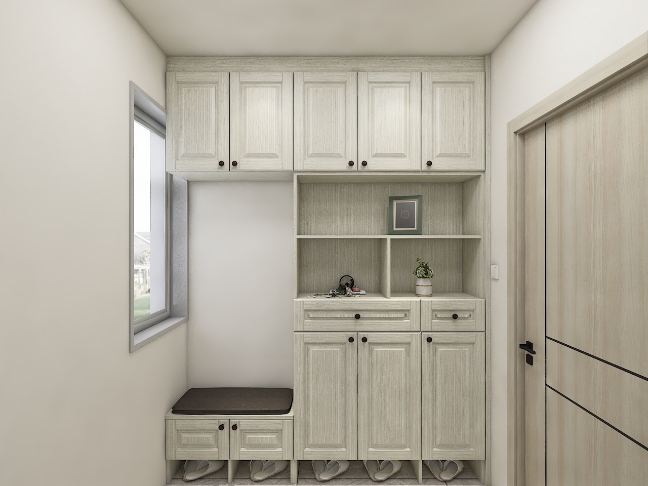 入户鞋柜定制现代简约家用门口玄关柜鞋柜一体隔断装饰柜佛山工厂