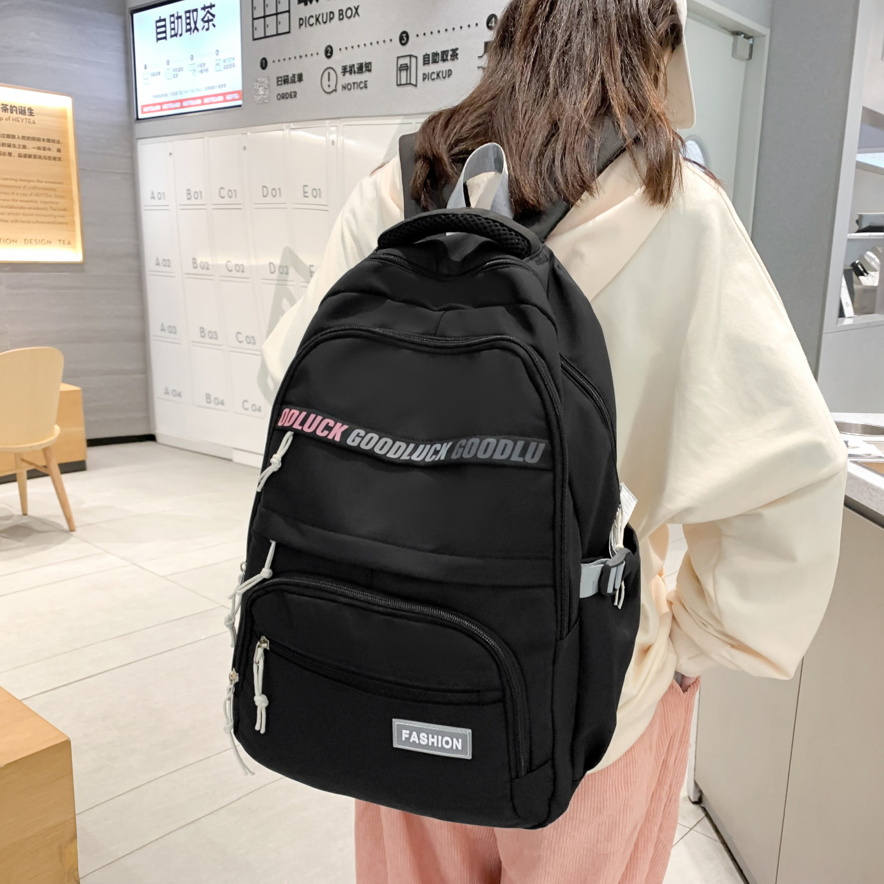 2024 New Backpack Solid Color Versatile Large Capacity Junior High School Student Schoolbag High School Student Travel Backpack