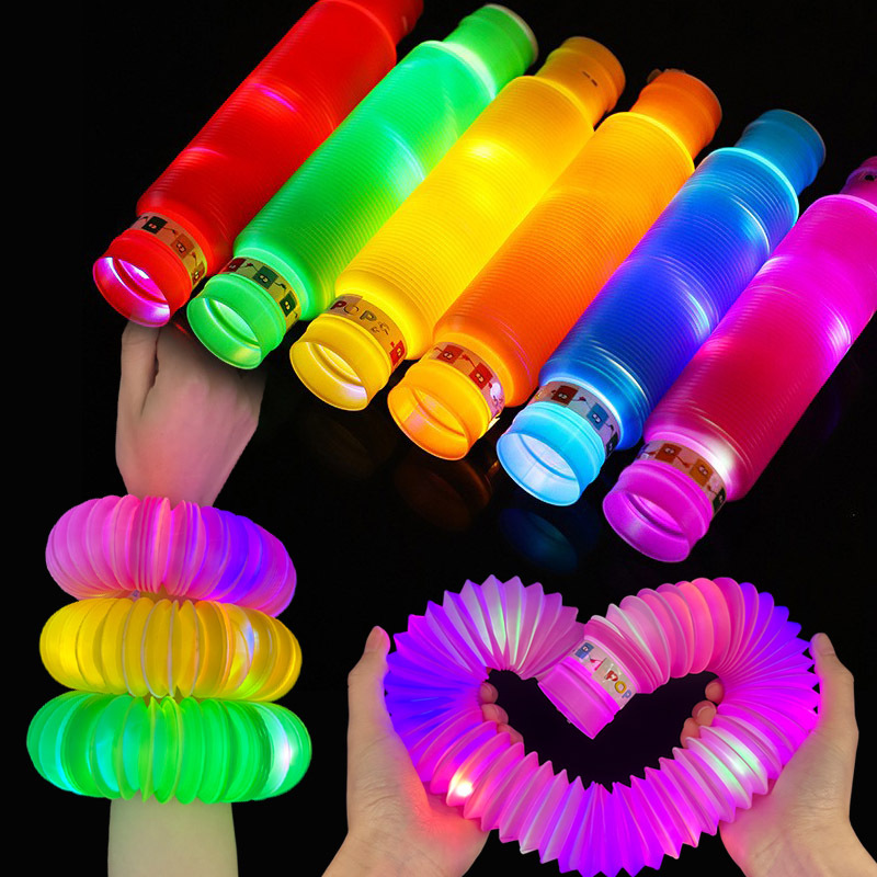 Pop Tube Luminous Stretch Tube 46mm Cross-Border Hot Selling Decompression Flash Led Telescopic Light Light Pipe Pressure Reduction Toy