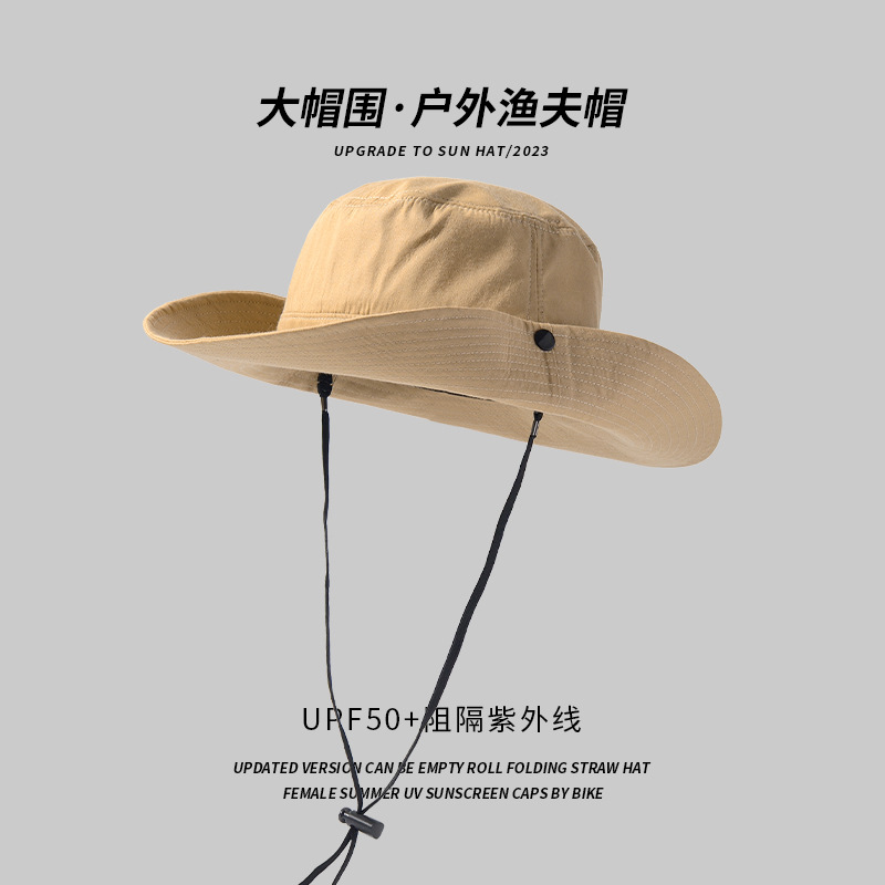 Big Head Circumference Bucket Hat Women's Uv-Proof Sun Hat Men's Outdoor Fishing Western Cowboy Mountaineering Sun Protective Hat